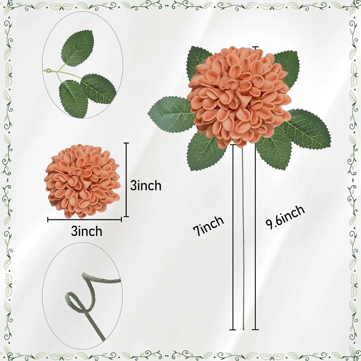 25 Stück Rosen für selbstgemachte Hochzeitssträuße, Mittelstücke, Arrangements, Terrakotta-Dahlie-Blumen mit Stiel, Brautparty, Party, Heimdekoration – Detail 3