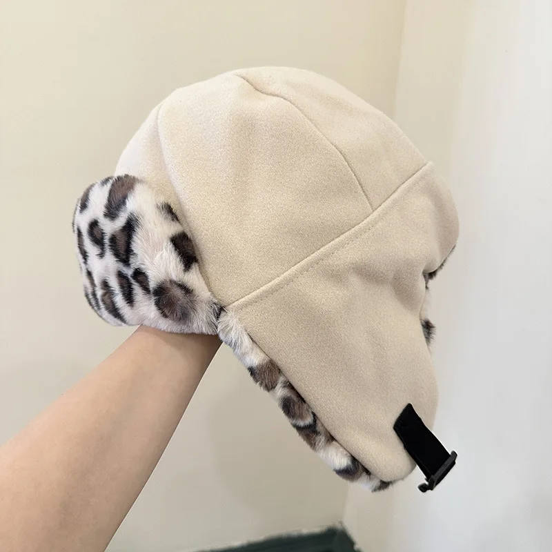 Bomber Hat Earflap Women Winter Autumn Leopard Warm Skiing Accessory For Sports Outdoors Holiday