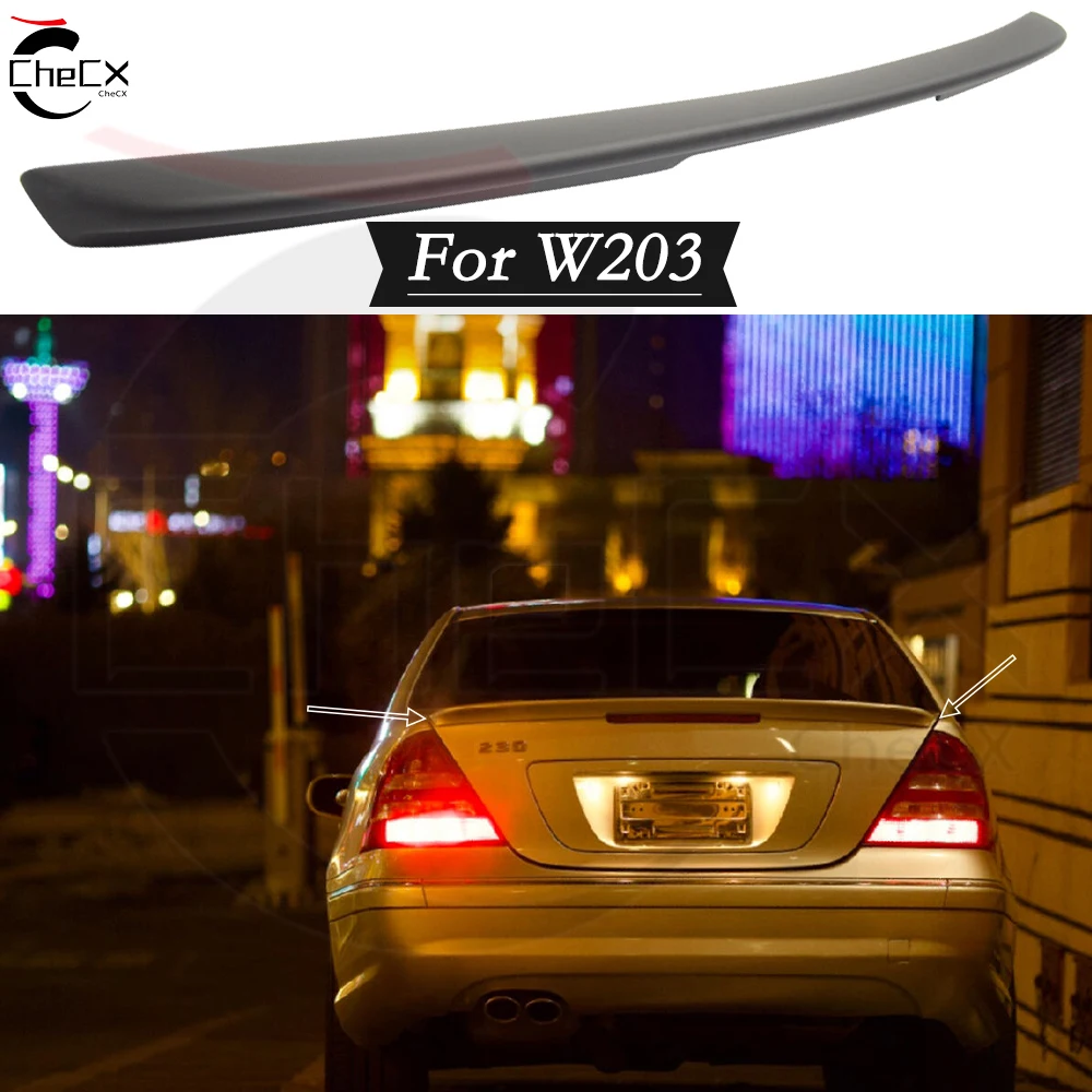 For Mercedes Benz 2001-2006 W203 C-Class C180 C200 C260 C320 Glass Fiber Material Rear Spoiler Glossy Black Paint