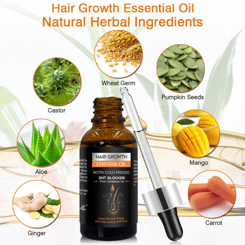 Hair Growth Essential Oil Biotin Cold-Pressed DHT Blocker And Hair Growth Shampoo Anti-Hair Loss Conditioner Hair Accessories