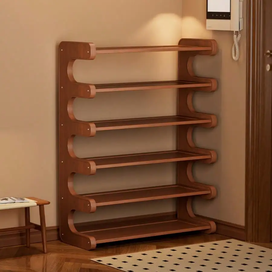Single-Piece Bamboo Multi-Layer Shoe Rack, Space-Saving Freestanding Storage Rack, Suitable For Shoe Storage And Organization In Entryways And Dormitories.