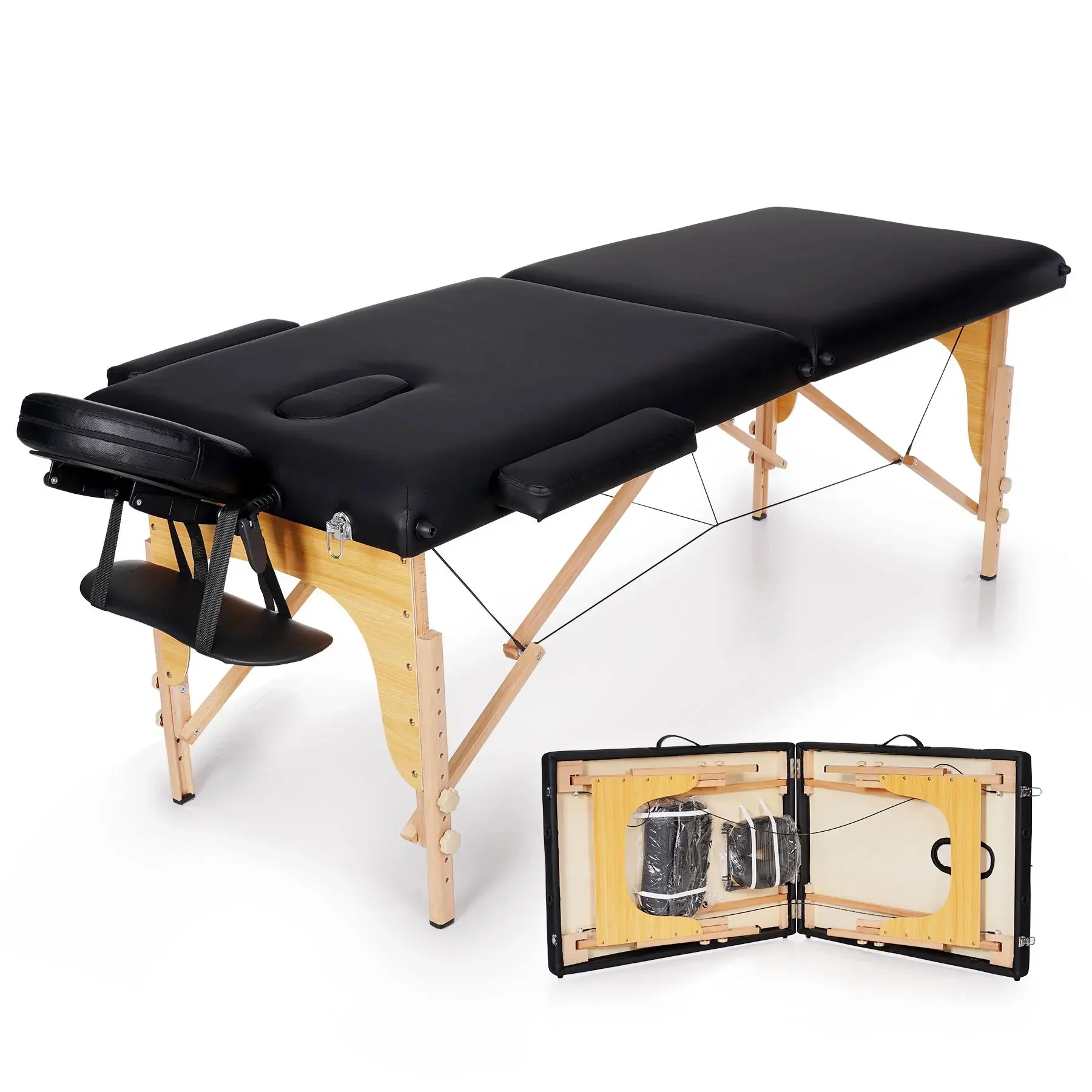 2 Folding Massage Table 2-section Bed Adjustable Massage Bed Portable Bed For SPA Use