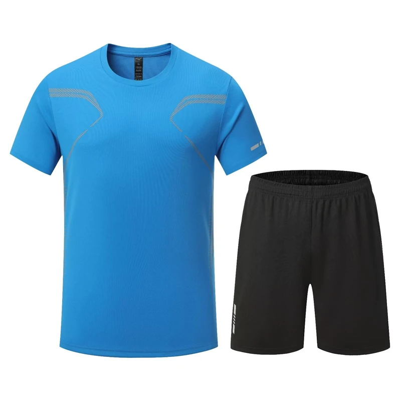 Running Sets for Men Gym Fitness Shirt+shorts sports Clothes Exercise Jogging Running Sportwear