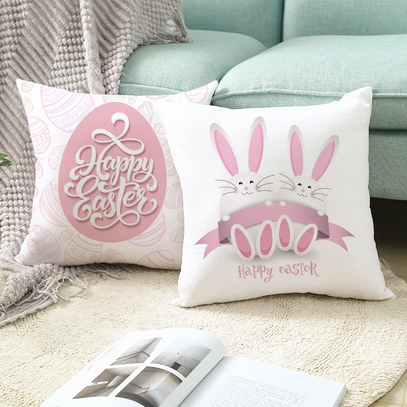 

45x45cm Easter Decorations for Home Cushion Cover Easter Bunny Pillowcase Happy Easter Decoration Party Favors for Kids Birthday