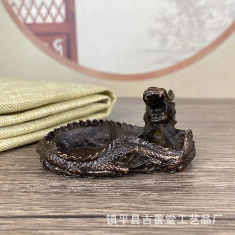 

Antique Style Dragon Plate Brush Washer Four Treasures of the Study Calligraphy Dragon-shaped Inkstone Paperweight Study Room De