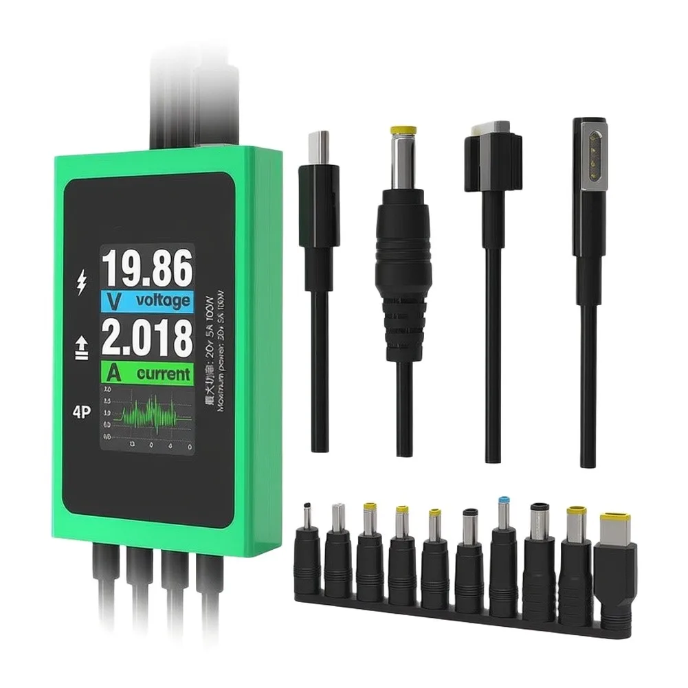 PW08 Repair Cable with Digital Display for Monitoring Real-Time DC Power Parameters Compatible with DC Adapters