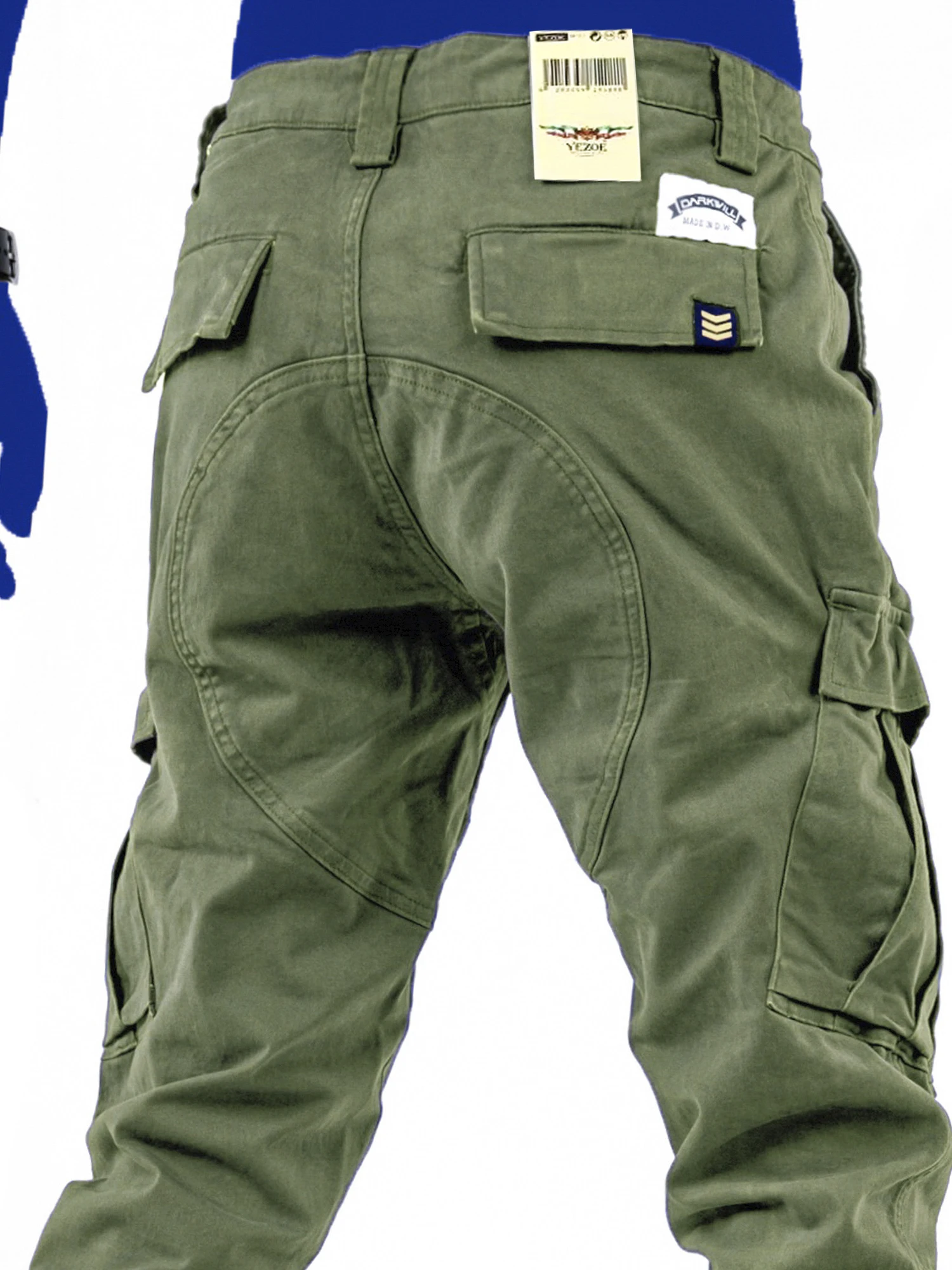 

Мужские повседневные брюки Yezoe с эластичным поясом, прямые, рабочие, свободного кроя, осенне-зимние, цвет хаки, молодежный стиль