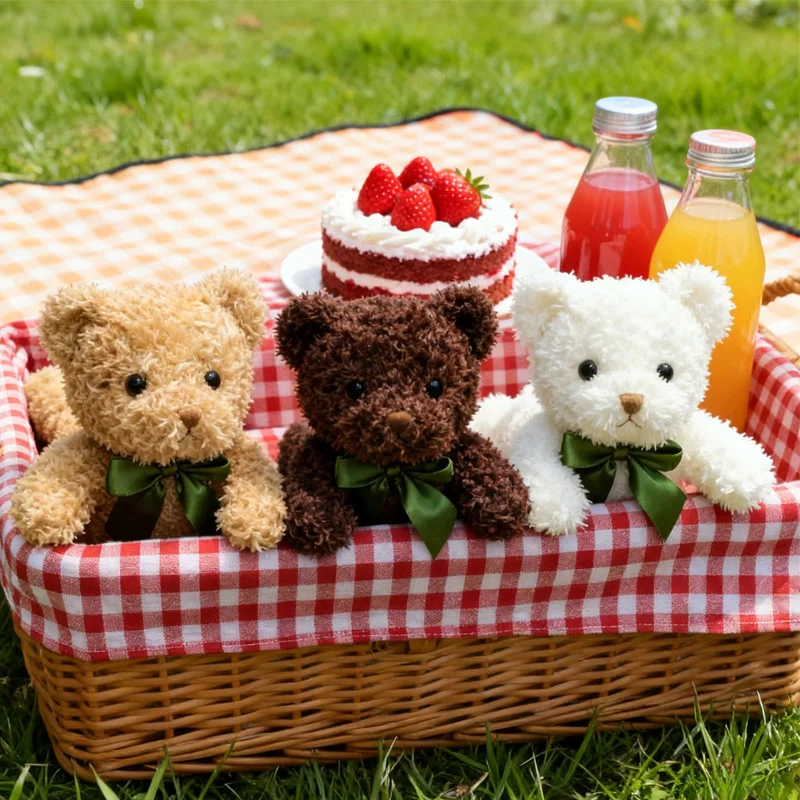 Pluszowe misie z kręconą wstążką, 25 cm, miękkie, przyjazne dla skóry, idealne do spania, wykwintne lalki zwierząt, urocze ozdoby, prezenty dla przyjaciół.