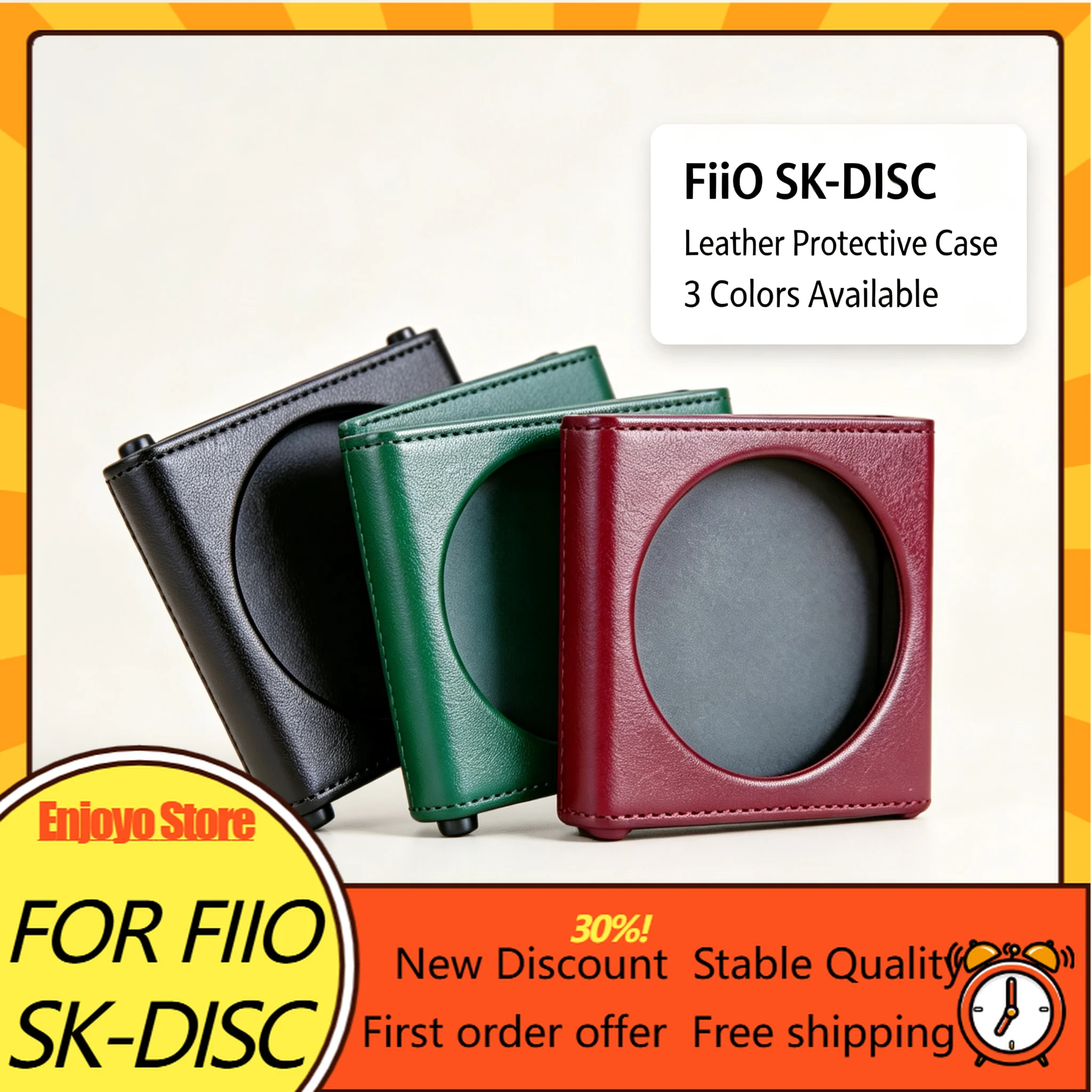 FiiO SK‑DISC Protective Leather Case Music Player PU Leather Cover Anti‑Scratch Shock‑Absorbing Shell Sleeve With Round Window