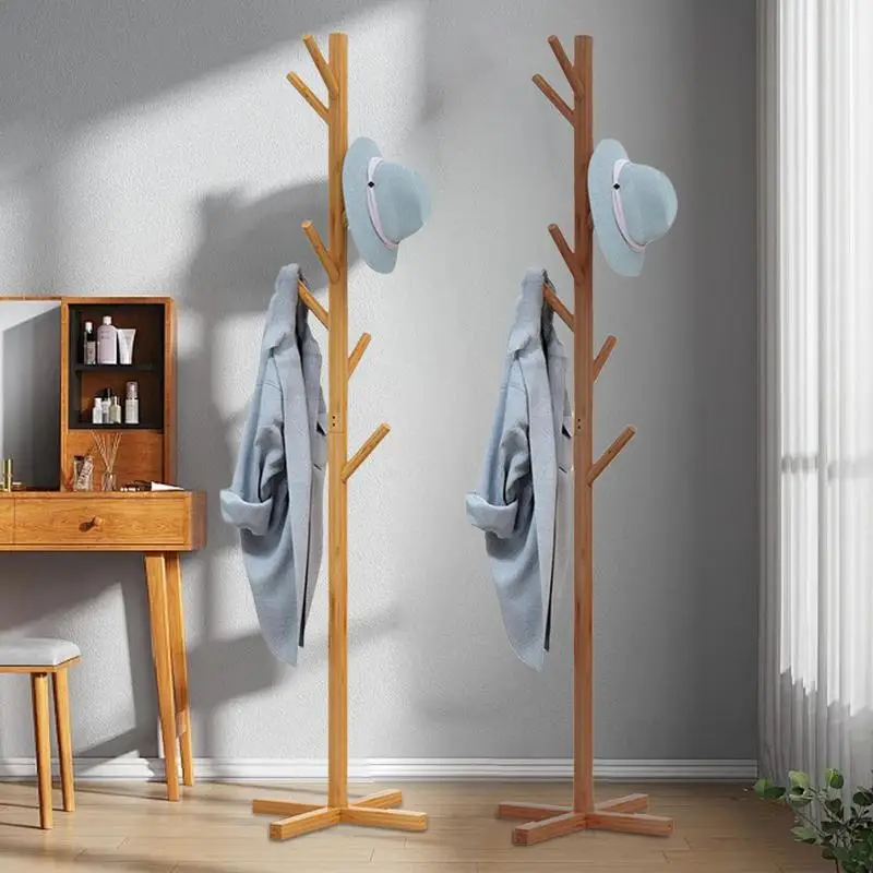 Floor Standing Clothes Rack Tree Branch Shape Multi Hook Convenient Coat Jackets Rack for Home Living Room Clothing Storage