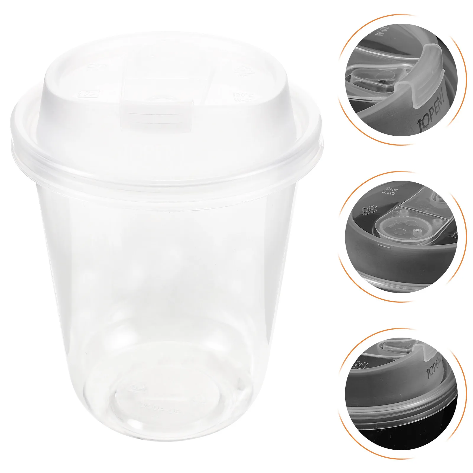 50Pcs Disposable Clear Coffee Cups Plastic Sip Lid Spill Proof Takeaway Cups for Hot Cold Beverages Outdoor Travel 380ml