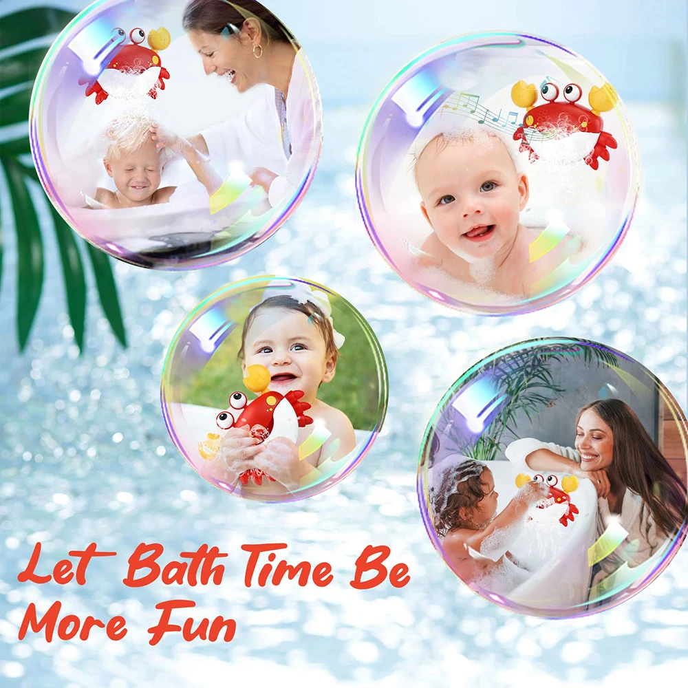 Baby Bath Toys Funny Crab Shaped Bubble with Music Automatic Maker Bathtub Soap Machine Parent Child Toy for Toddlers Kids Gifts