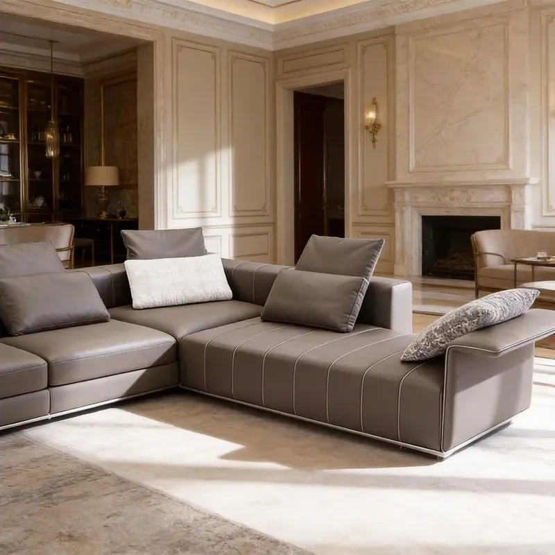Italian Modern Style Extendable Fabric Sectional Corner Sofa Set Sponge for Hotel Lobby Villa Living Room Furniture