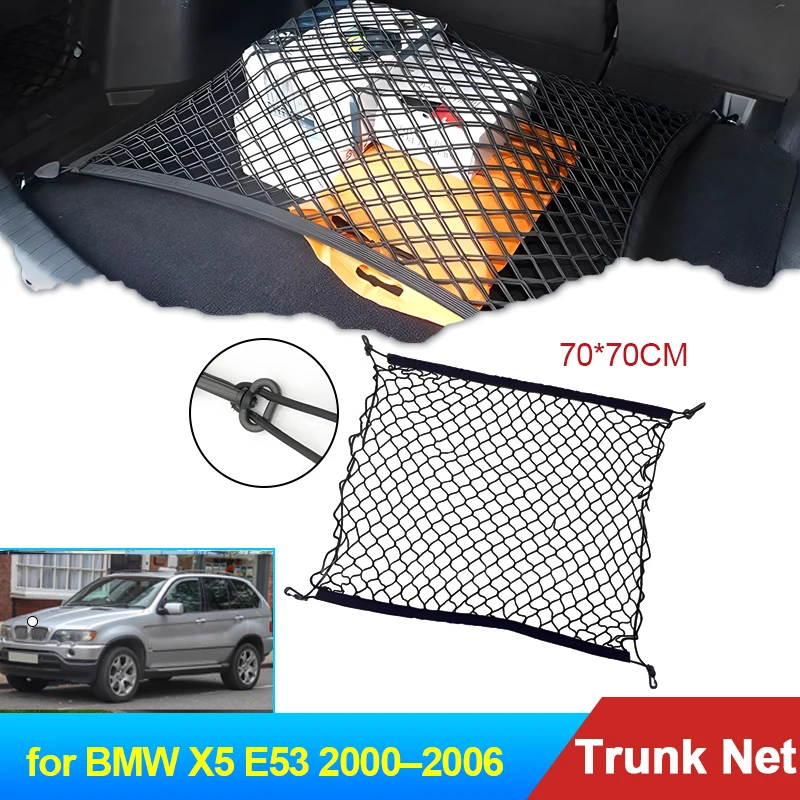 70x70 Auto for BMW X5 E53 2000 2001 2002 2003 2004 2005 2006 Accessories Car Boot Trunk Cargo Net Elastic Storage Organizer Part