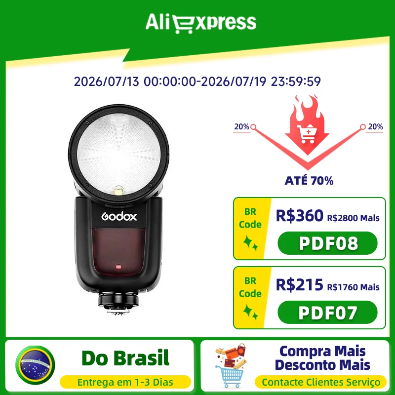 【 Do Brasil 】 Godox V1 TTL HSS 2.4G V1C V1N V1S Câmera Flash Light Speedlight para DSLR Sem Espelho Mirrorless Camera Sony ZVE10 A7IV A7III A7RV Canon 5DIV 6DII 90D R6 R7 R6II Nikon Z6II Z6 D780 Z5 Fujifilm XT4 V 1