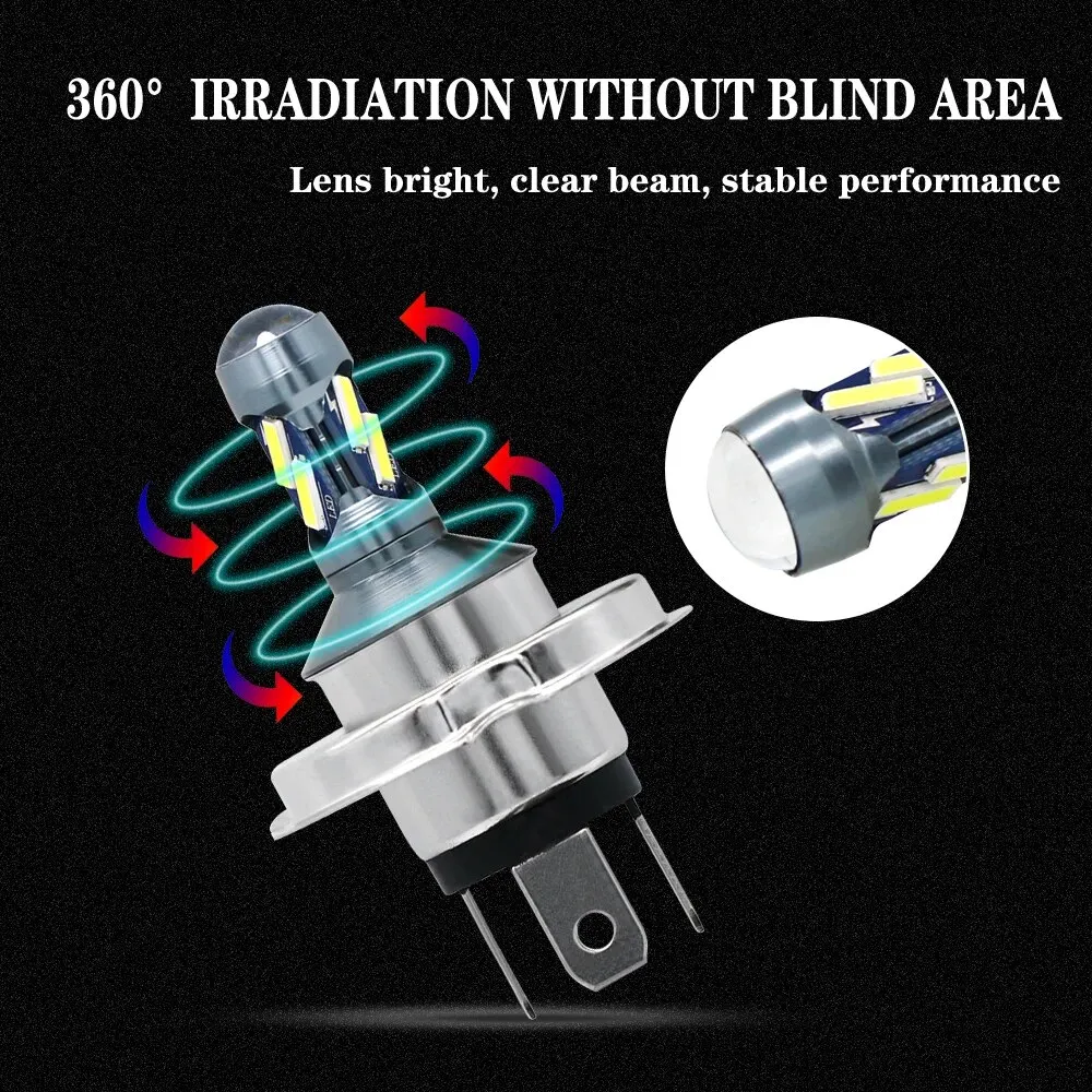 Motorcycle Light Headlight LED Bulb H4 H6 P15D BA20D Bulb Super Bright 360° Irradiation Without Blind Area Lamp Bulb For Moto