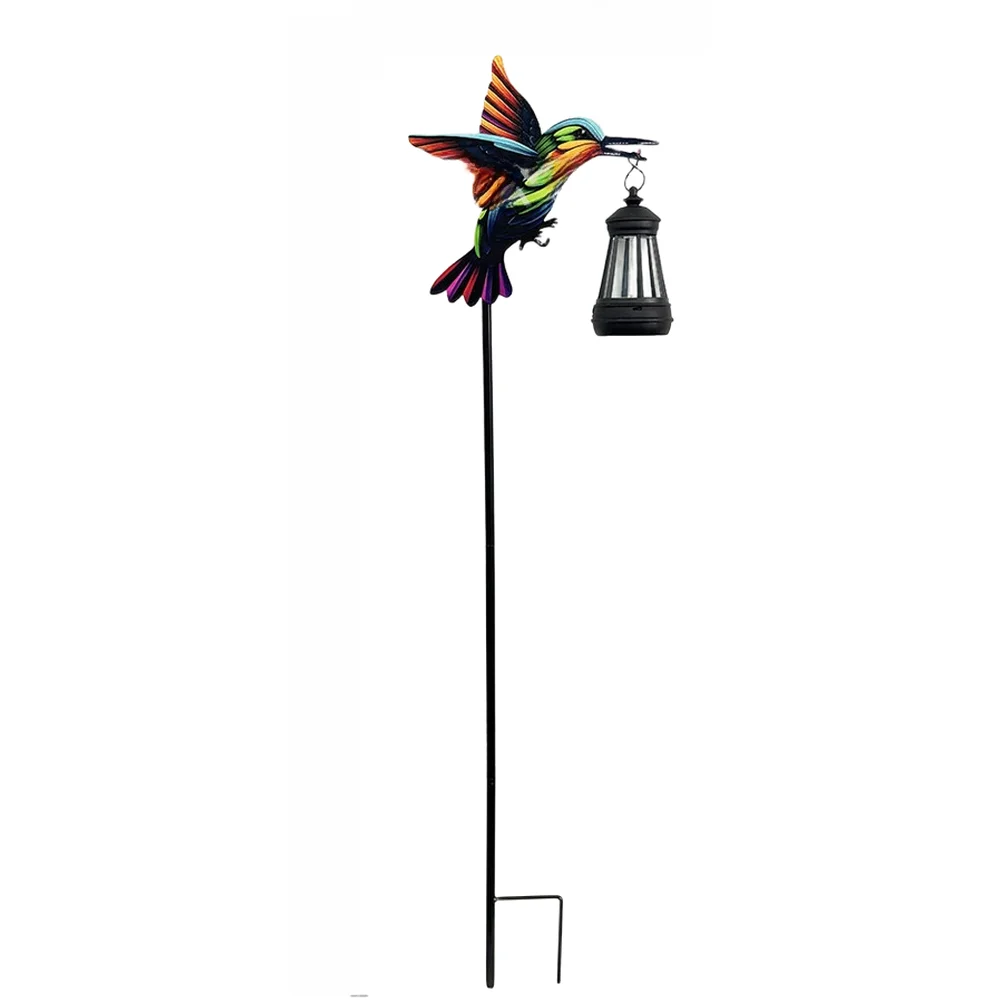 78cm Solar Powered Stake Light with Lantern Style Head for Outdoor Garden Decoration Iron Material Waterproof Design
