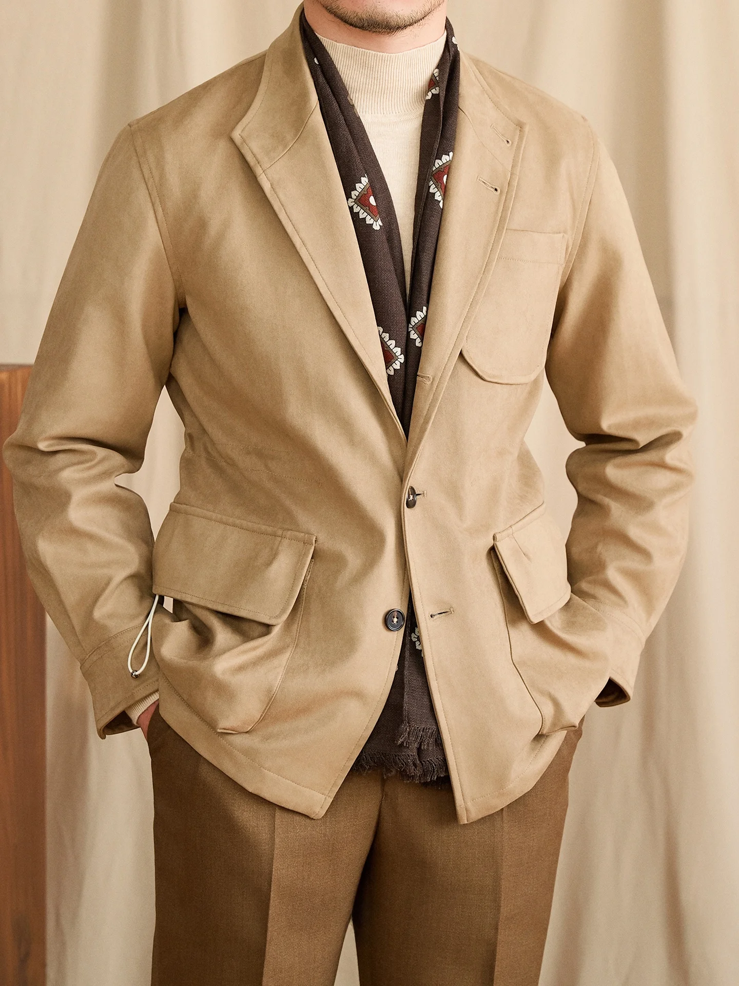 Mr. Deer Tee's Autumn Winter Suede Casual Lapel Jaet High Quali Italian Luxury Commute Slim Fit Outerwear Trendy Men