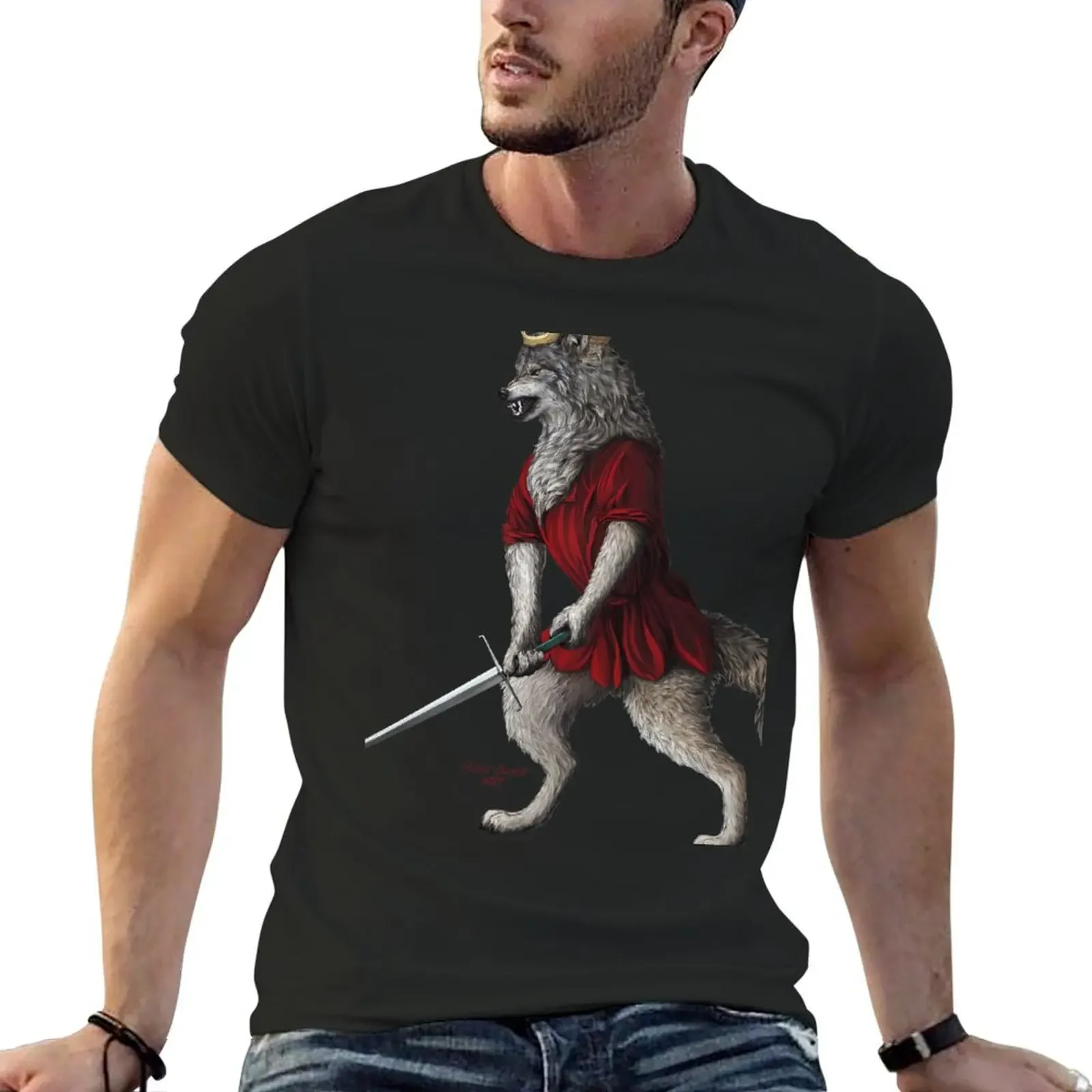 

Футболка hemanimal-Wolf of the Liberi, эстетическая одежда, футболка с коротким рукавом, мужские футболки