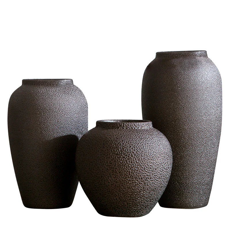 

Jingdezhen Ceramic Vase Vintage Coarse Pot Simple Modern New Chinese European Style Living Room Flower pot Ornaments