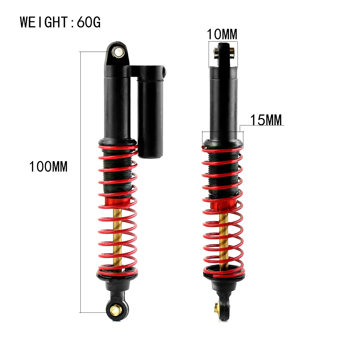 Amortisseur à pression négative en métal, double amortisseur pour pièces de voiture 1/10 RC camion chenille SCX10 TRX-4 D90 R100, 2 pièces