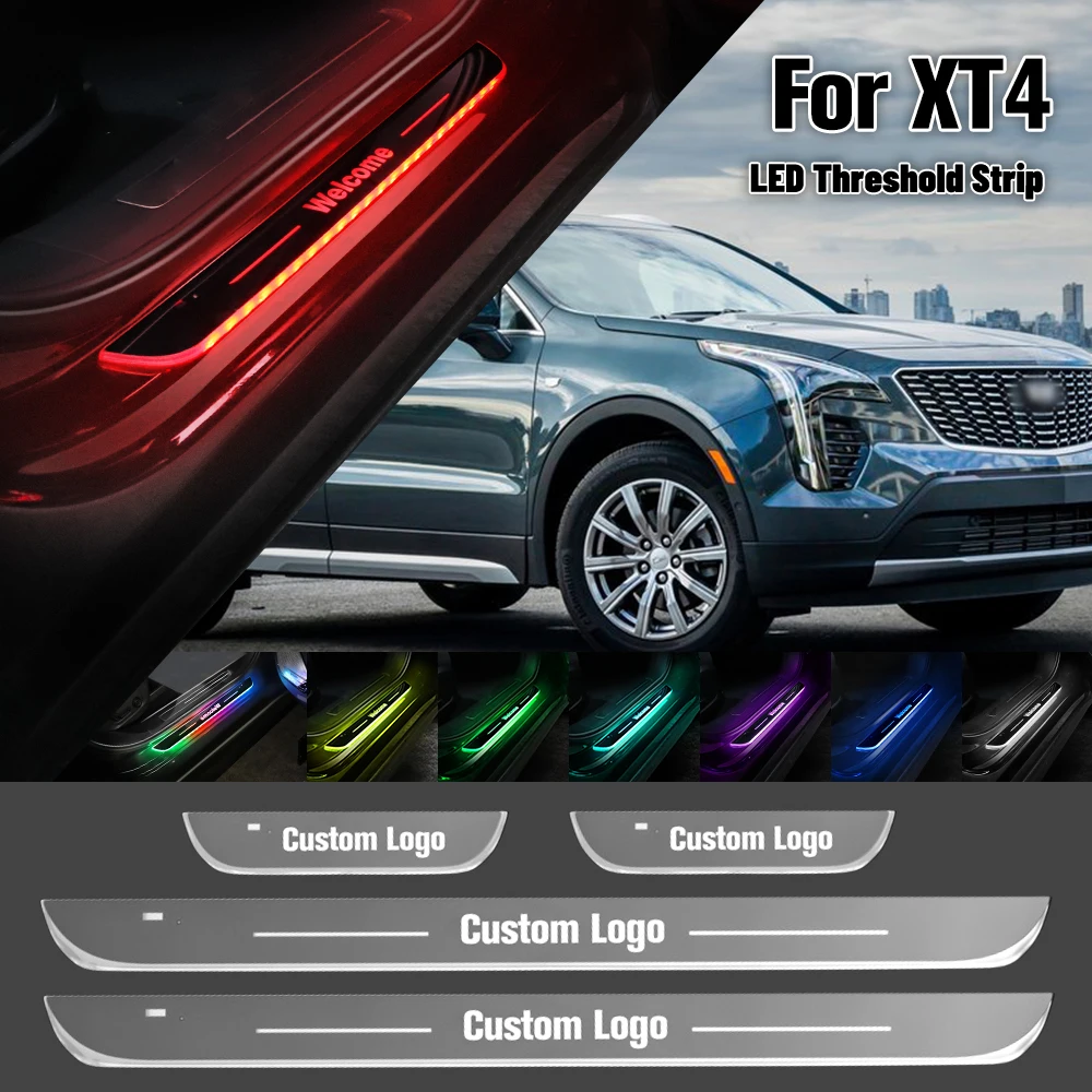 

For Cadillac XT4 2018-2023 Car Door Sill Light Customized Logo LED 2019 2020 2021 2022 Welcome Threshold Pedal Lamp Accessories