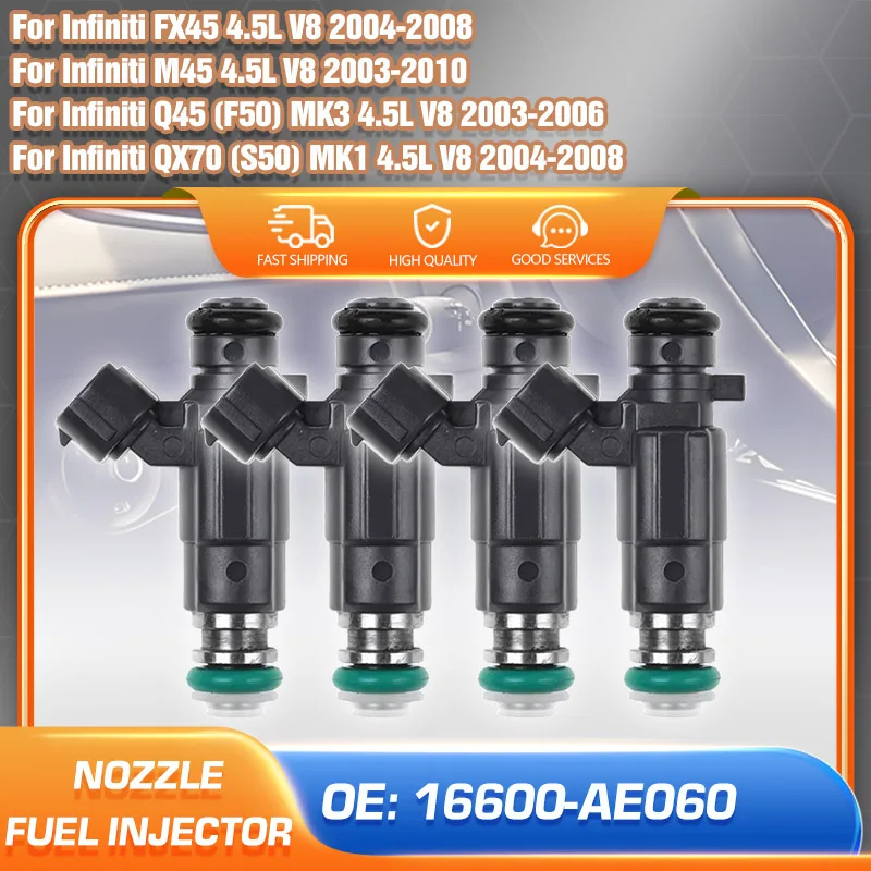

Car Fuel Injector Nozzle Kit For Infiniti FX45 QX70 2004-2008 Infiniti M45 2003-2010 Infiniti Q45 2003-2006 4.5L V8 16600-AE060