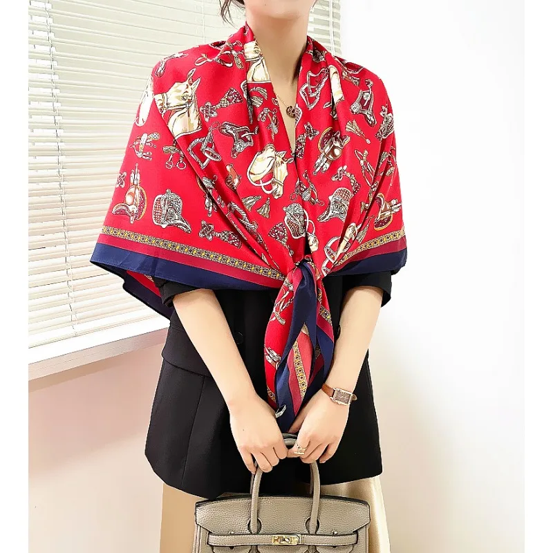 

New 130cm Four Seasons Scarf Women Travel Sunscreen Shawl Fashion Saddle Design Scarf Wholesale Present Gift