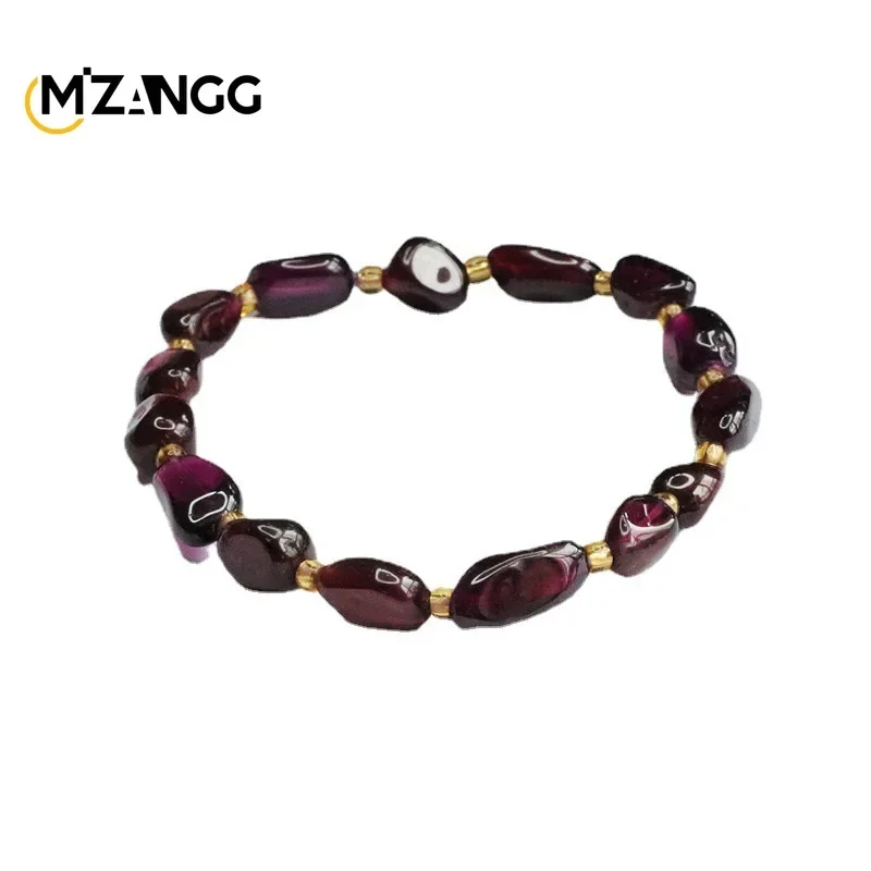 Natural Garnet Bracelet Purple Tooth Black Lady Color Jewel String Fashion Charm Crystal Healing Energy Stone Holiday Gift