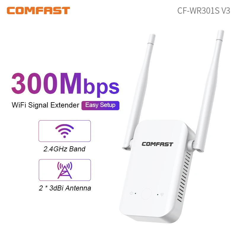 Comfast Ripetitore WiFi Wireless 300Mbps 2.4G Ripetitore Espansore di Rete Gamma 802.11b/g/n Ripetitore WiFi Wireless Ripetitore Ripetitore