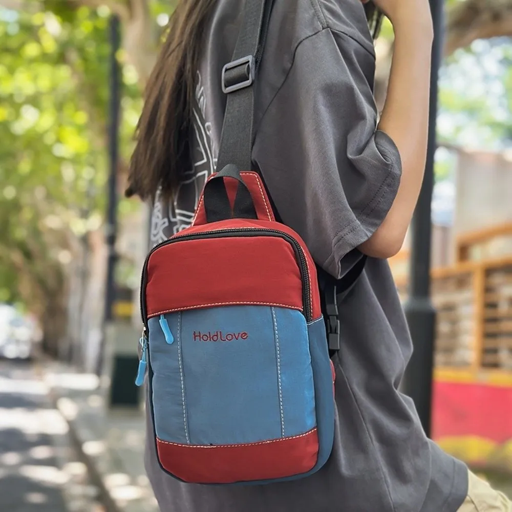 

Casual Square Men Chest Bag Zipper Splicing Color Sports Shoulder Bag Large Capacity Korean Style Nylon Crossbody Bag Travel