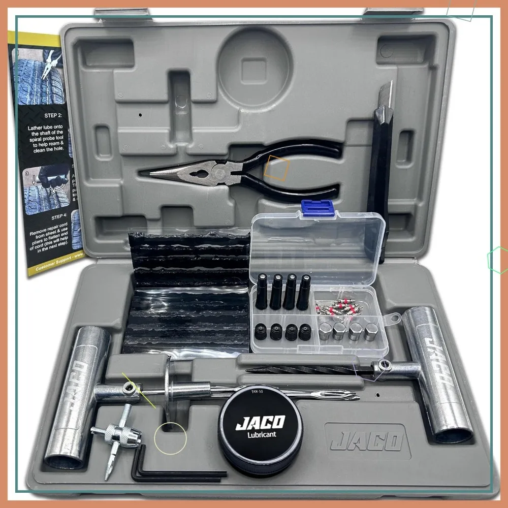 

Универсальный сверхмощный комплект для ремонта шин с 50-компонентными аварийными дорогие инструментами для автомобилей, грузовиков, мотоциклов