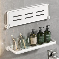 Foldable Storage Shelf Wall Mounted Kitchen Bathroom Organizers Shelf for Wall No Drill Aluminum Storage Rack Toilet Shelf