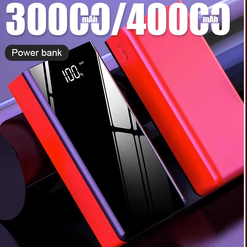

30000mAh/40000mAh Power Bank large capacity LED mirror two-way fast charge for iPhone 15 16 MINI PRO MAX Xiaomi HUAWEI phone