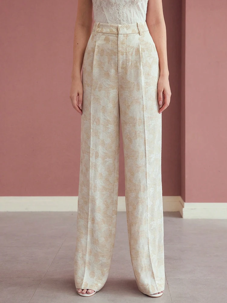 Pantalon ample décontracté imprimé irrégulier pour femmes, avec poches, élégant, Style bureau d'affaires, disponible toutes saisons