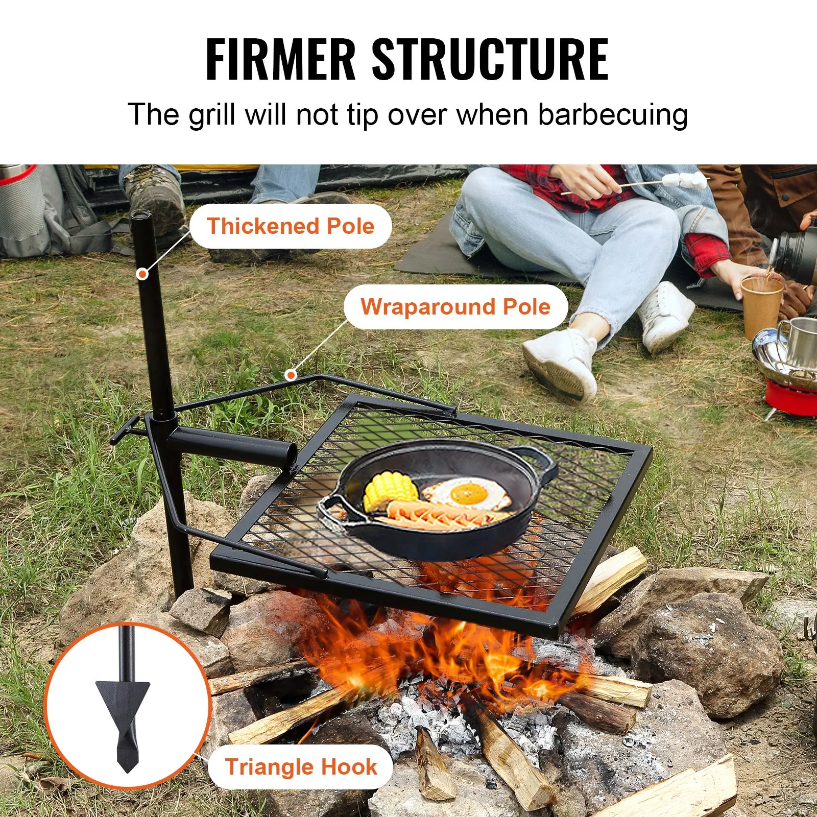 Swivel Campfire Grill, Fire Pi - Camping Cooking Over Fire review and price
