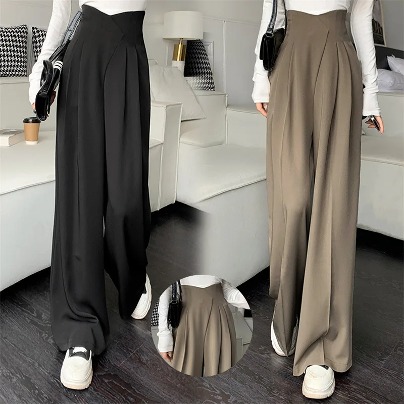 

High-waist Suit Wide-leg Pants Summer 2024 New High-end Drape Floor-length Casual Pants for Women Straight Loose Trousers