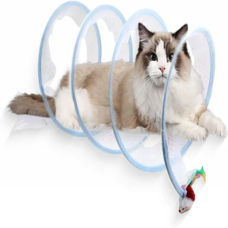 

Exciting and Interactive Small Cat Tunnel Toy - Ideal for Active Pets - Fun Feather and Mouse Included - Stimulating Exercise fo