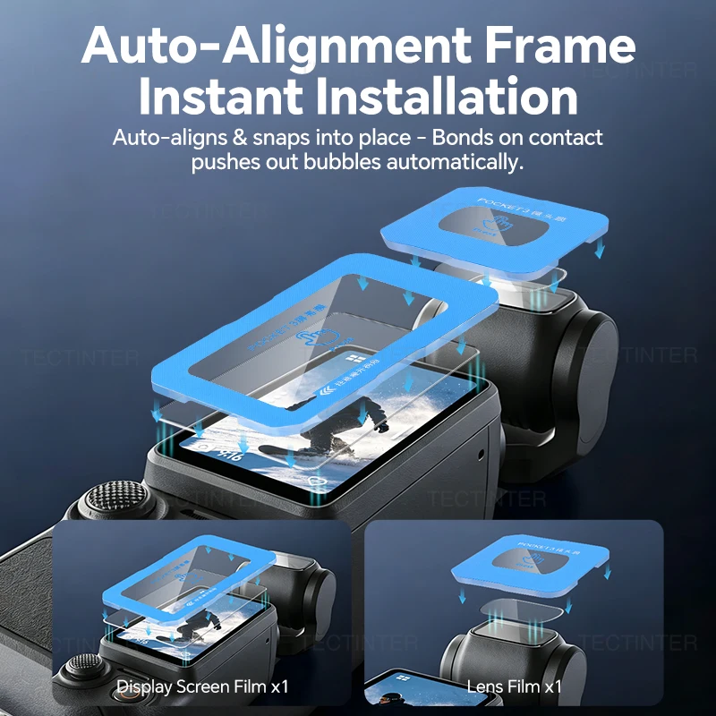 9H HD Tempered Glass+Screen Lens Protector for DJI Osmo Pocket 3/4/Xtra Muse with Auto-Alignment Kit Protect Glass Accessories