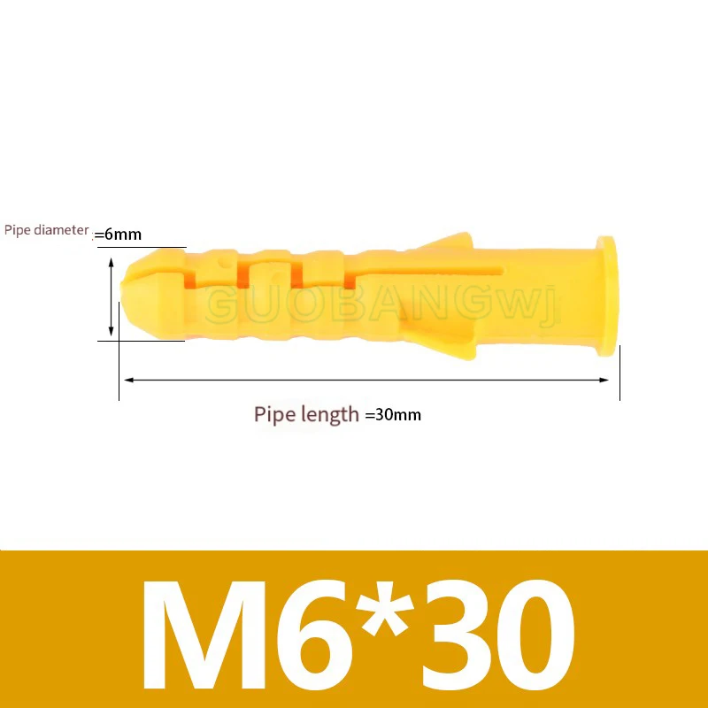 Plastic Expansion Tube with Expansion Screw, Rubber Plug, Bolt for Wall Fixing, High-Strength, Waterproof, Easy Installation