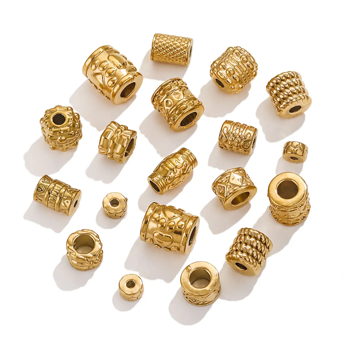 5pcs Stainless Steel Plated 18K Gold Long Beads Tube Spacer Casting Loose Spacer Beads DIY Necklace Bracelets Jewelry Findings