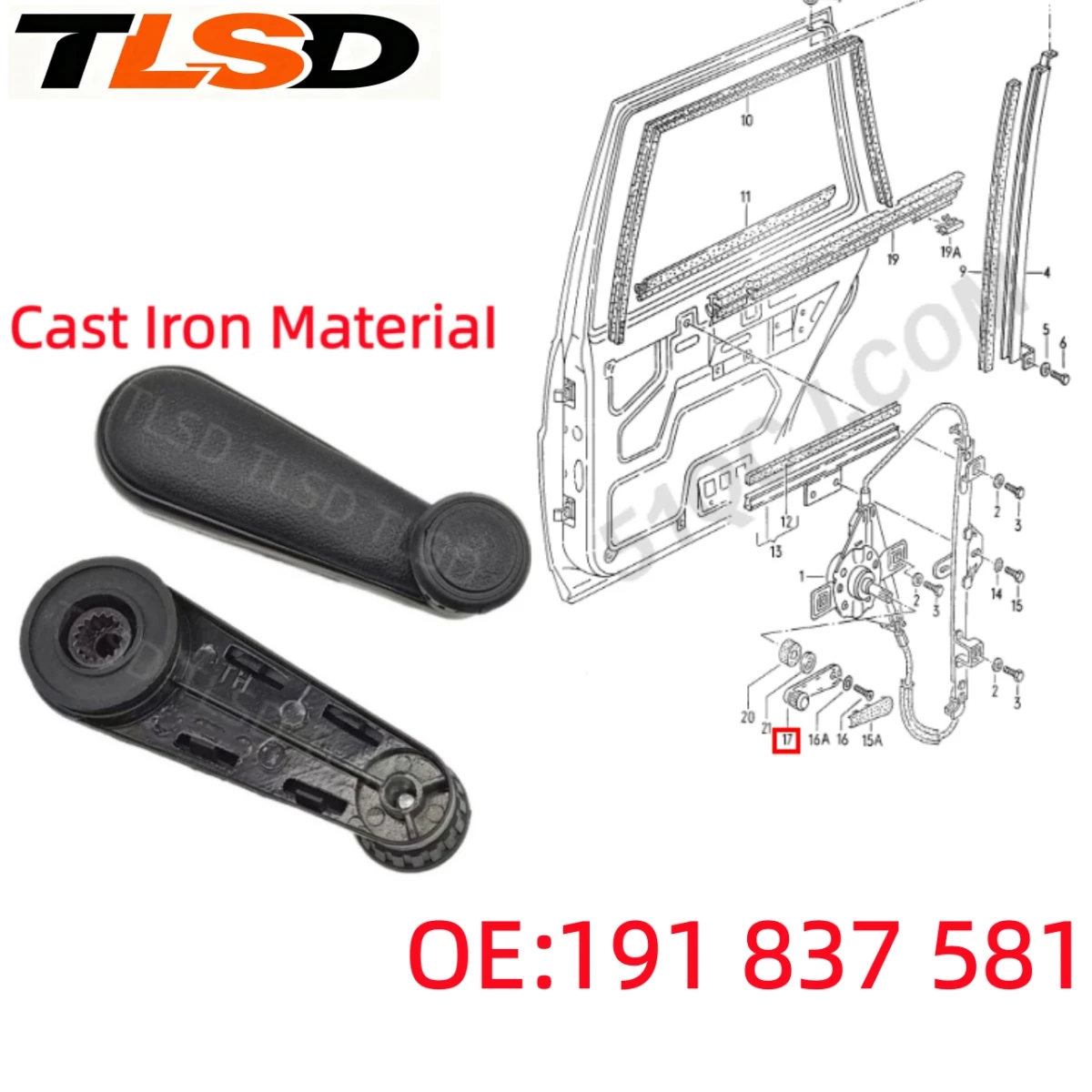 Cast Iron Window Crank Handle 191837581 For VW Old Jetta Santana
