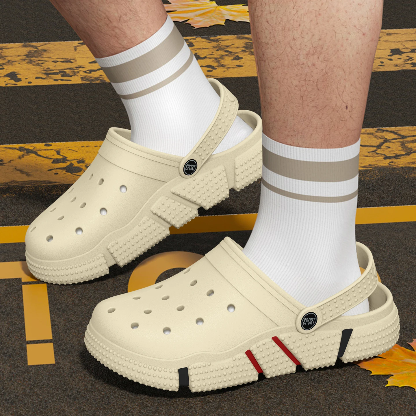 남성 여름 대형 미끄럼 방지 내마모성 부드러운 밑창 덮힌 발가락 야외 두꺼운 바닥 캐주얼 슬리퍼