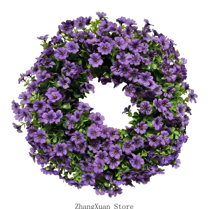 Hübscher künstlicher Blumenarrangement-Kranz aus Kunststoff, für Innen- und Außendekorationen, 3 x – Detail 3