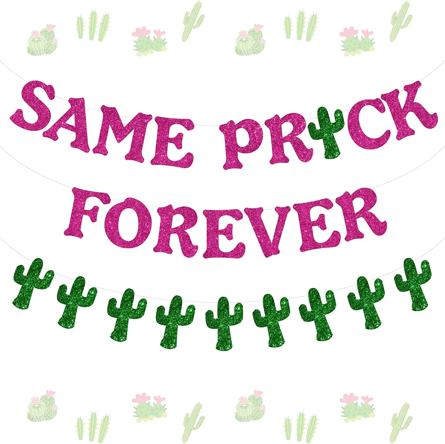 Mexican Bachelorette Party Decorations Glitter Same Prick Forever Banner Cactus Garland Mexican Final Fiesta Bridal Shower Decor