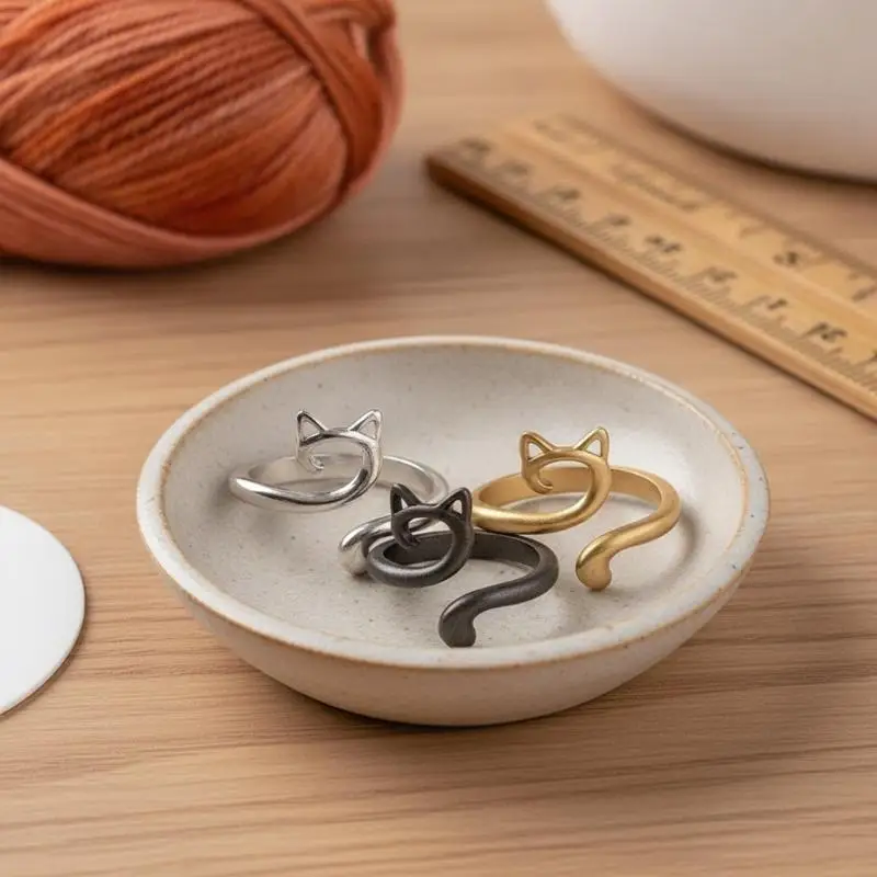 6/7/10Pcs Adjustable Knitting Yarn Guide Loop Rings Crochet Finger Holders Ideal Gift for Knitting Lovers Beginners