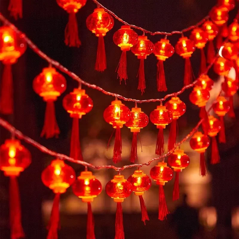 3m 10LED New Year Red Lantern String Birthday Wedding Decoration Christmas Tree Hanging Lamp Chinese Spring Festival Supplies