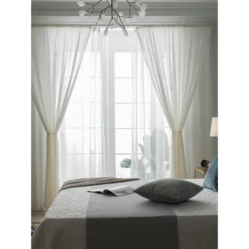 Curtains for Living Dining Room Bedroom Simple Style Palace Style White Jacquard Semi Blackout Window Screencustomize Customize