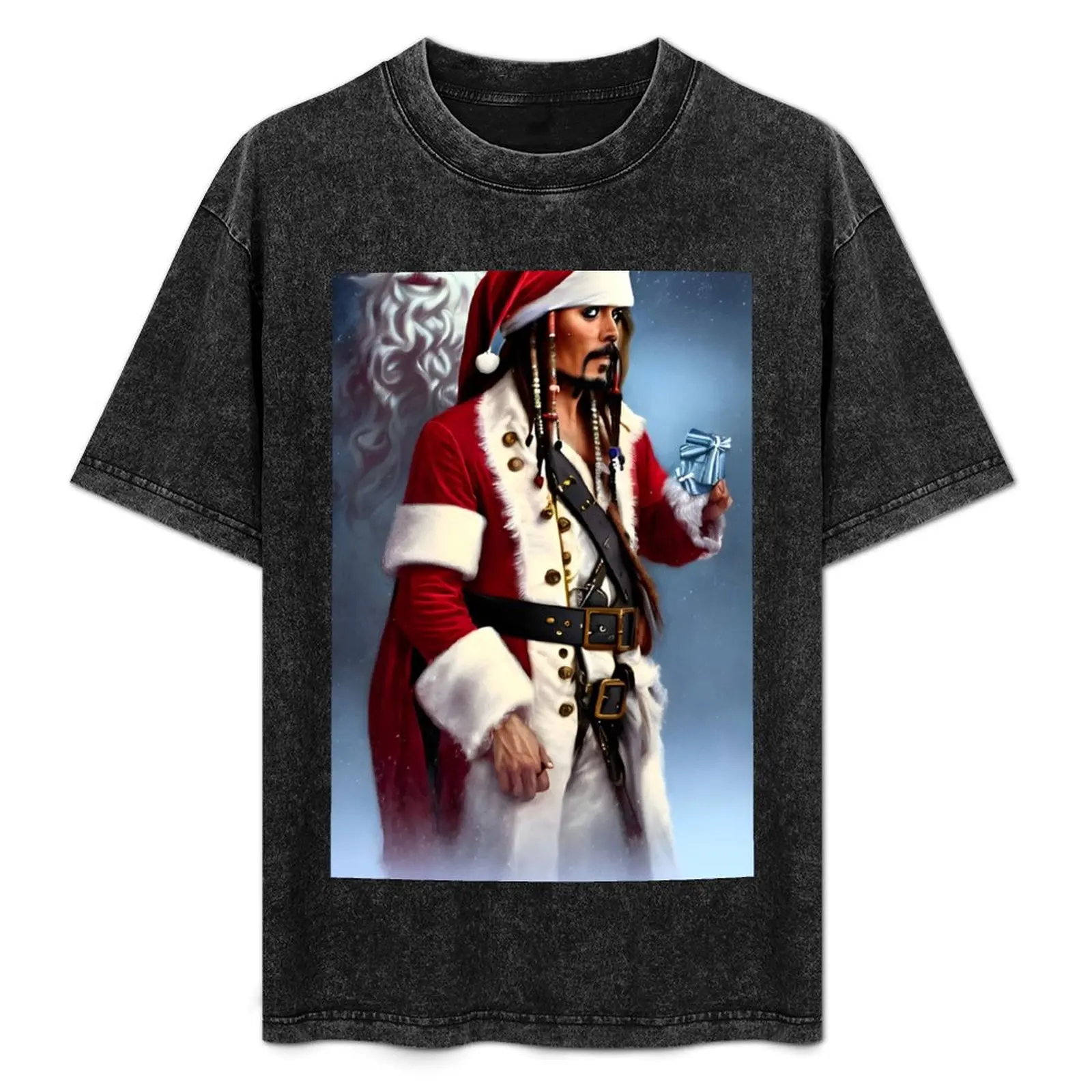 Santa Sparrow brings presents POTC Tribute T-Shirt Casual Pattern Print Tee Shirt