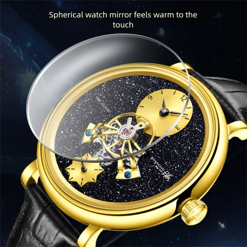 Shanghai Men's Watch The Bund Series 18K Gold Central Flywheel 43mm Automatic Mechanical Watch F28 Movement Sapphire Wristwatch